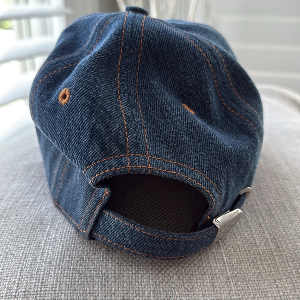Burberry - NEW Logo-Embroidered Denim Baseball Cap - Blue Size M - Picture 9 of 11
